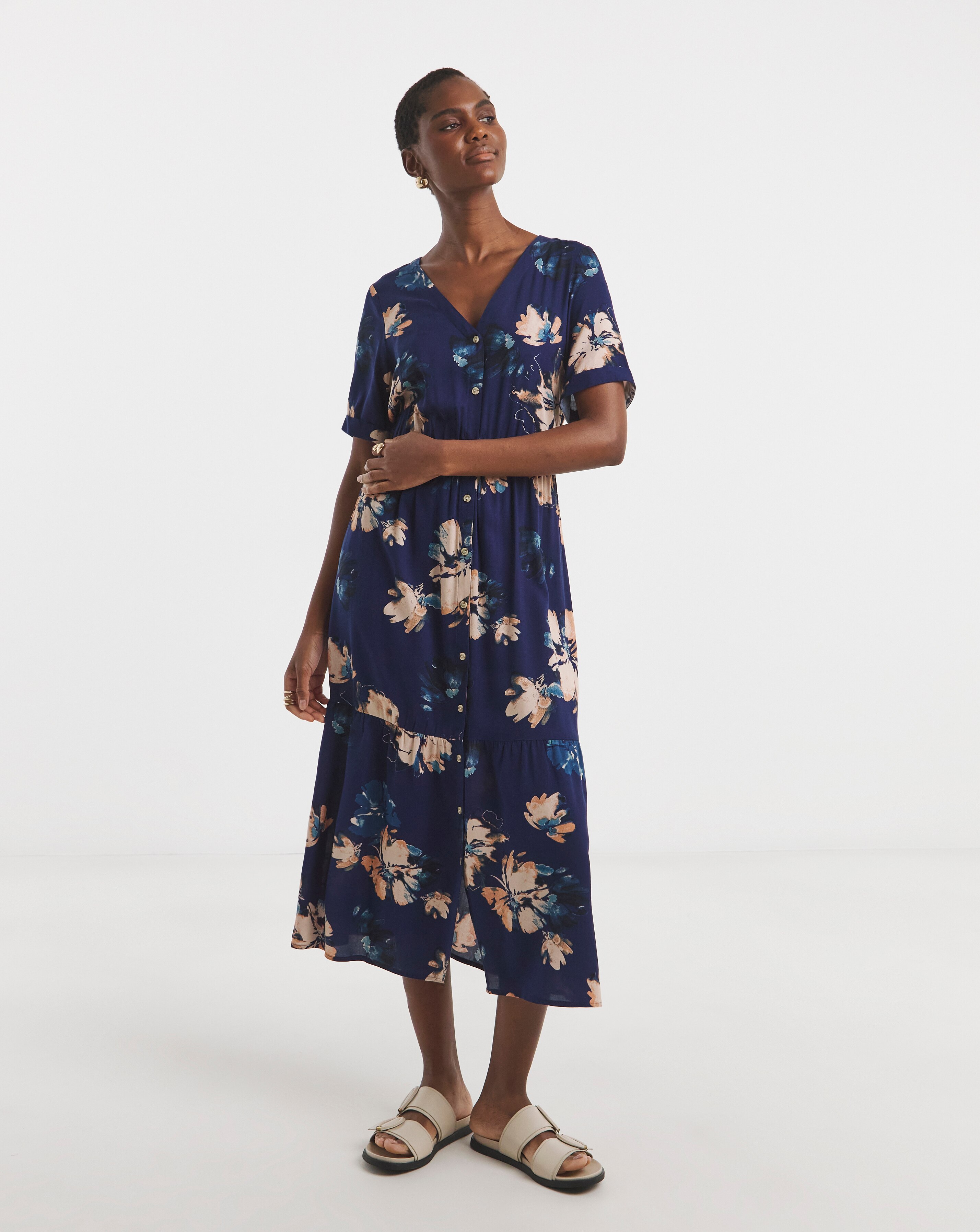 Easy Printed Button Through Dress