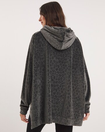 Velour Animal Jacquard Oversized Hoodie