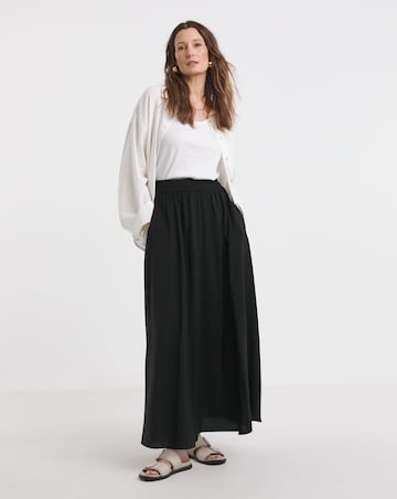 Black Full Hem Textured Volume Maxi Skirt
