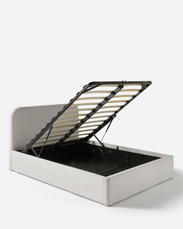 Emery Fabric Storage Ottoman Bed with 3 Layer Memory Foam Hybrid Mattress