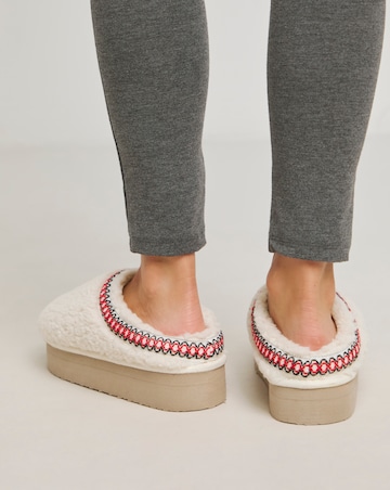 Elvira Borg Stitch Detail Flatform Slippers Wide E Fit