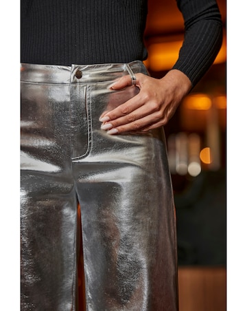 Sosandar Faux Leather Palazzo Trouser