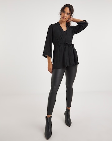 Black Embroidered Sheer Kimono