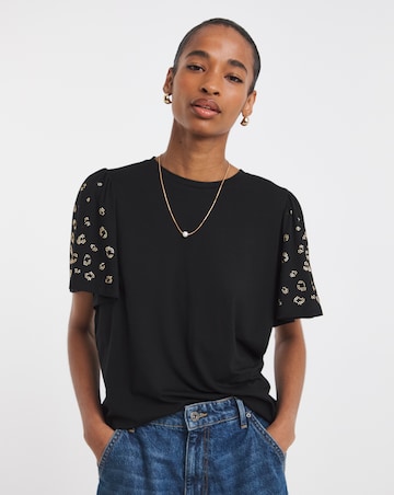 Embellished Angel Sleeve Top