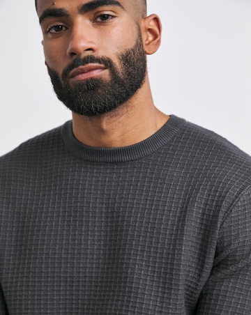 Soft Touch Charcoal Grid Crew Neck Jumper with Ecovero