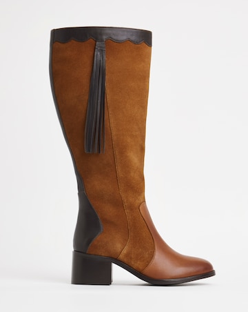 Joe Browns Brown Suede Knee High Boot -Wide Fit (E) & Super Curvy Calf