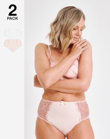 Pretty Secrets (2 Pack) Ella Lace Brief Knickers Blush/White