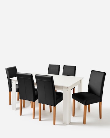 Dakota Large Dining Table with 6 Ava Faux Leather Chairs