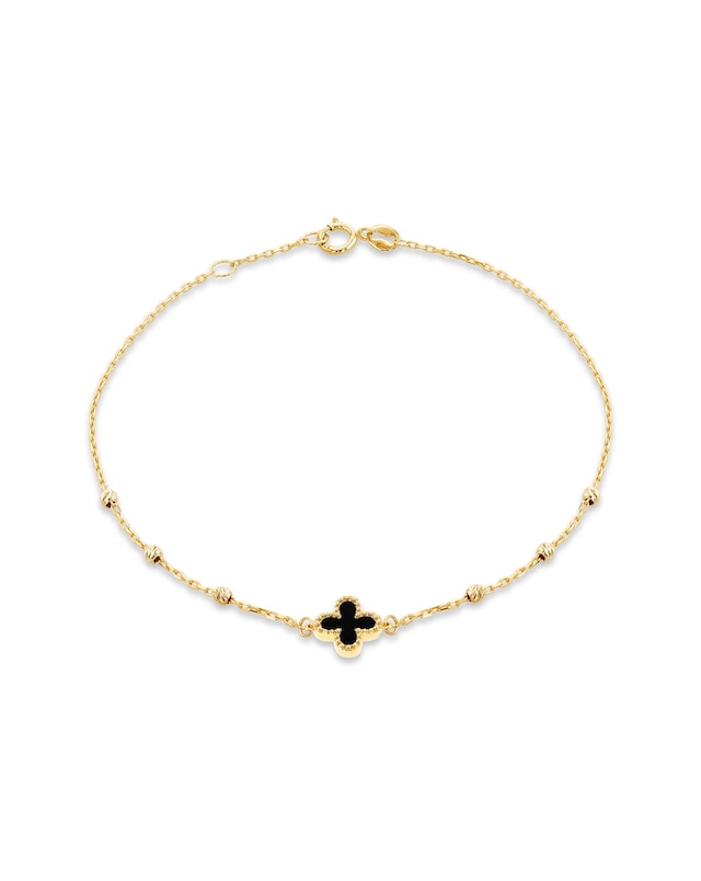 9ct Yellow Gold Onyx Petal Bracelet