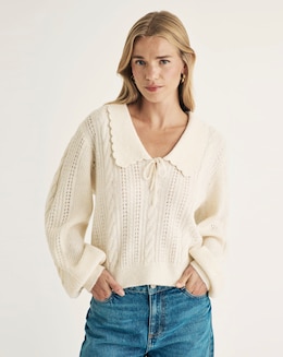 Nobody's Child Knitted Collar and Pointelle Jumper