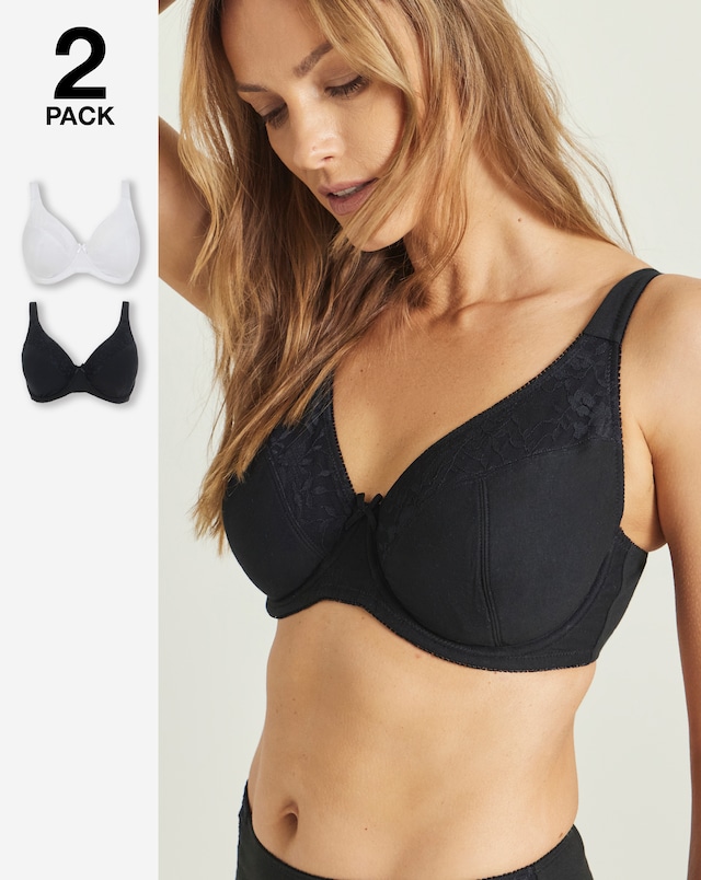 Pretty Secrets (2 Pack) New Sarah Cotton Wired Full Cup Bras (B-G)