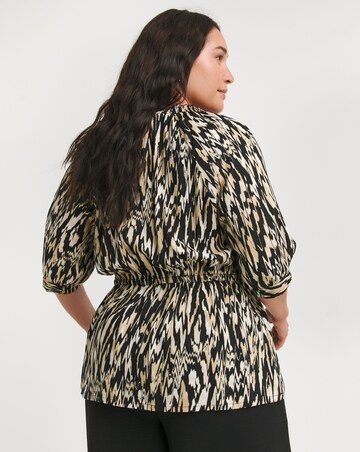 Animal Print Short Sleeve Tie Waist Top