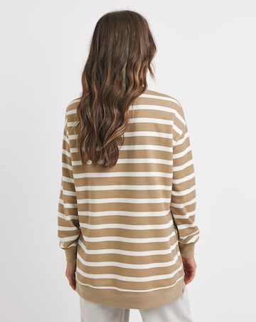Stripe Side Zip Longline Sweatshirt