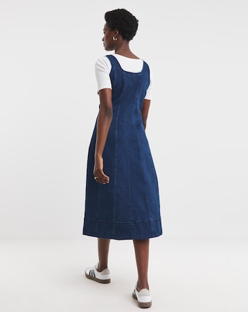 Indigo Denim Button Front Apron Dress