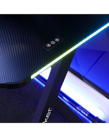 X Rocker Lumio Compact Gaming Desk with LED Lighting - Carbon Black