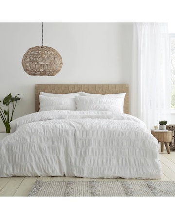 Catherine Lansfield Seersucker Duvet Cover Set