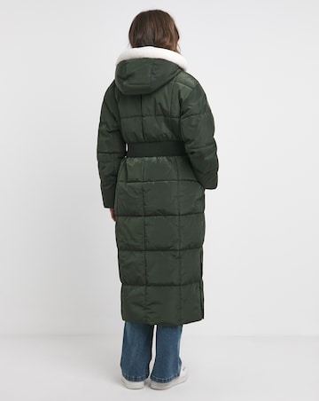 Olive Water Resist Padded Maxi Coat