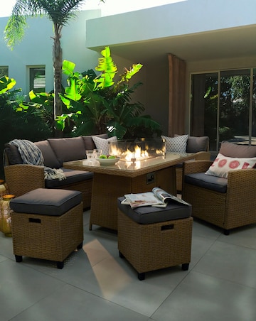 Amalfi Lounge Dining Set With Firepit