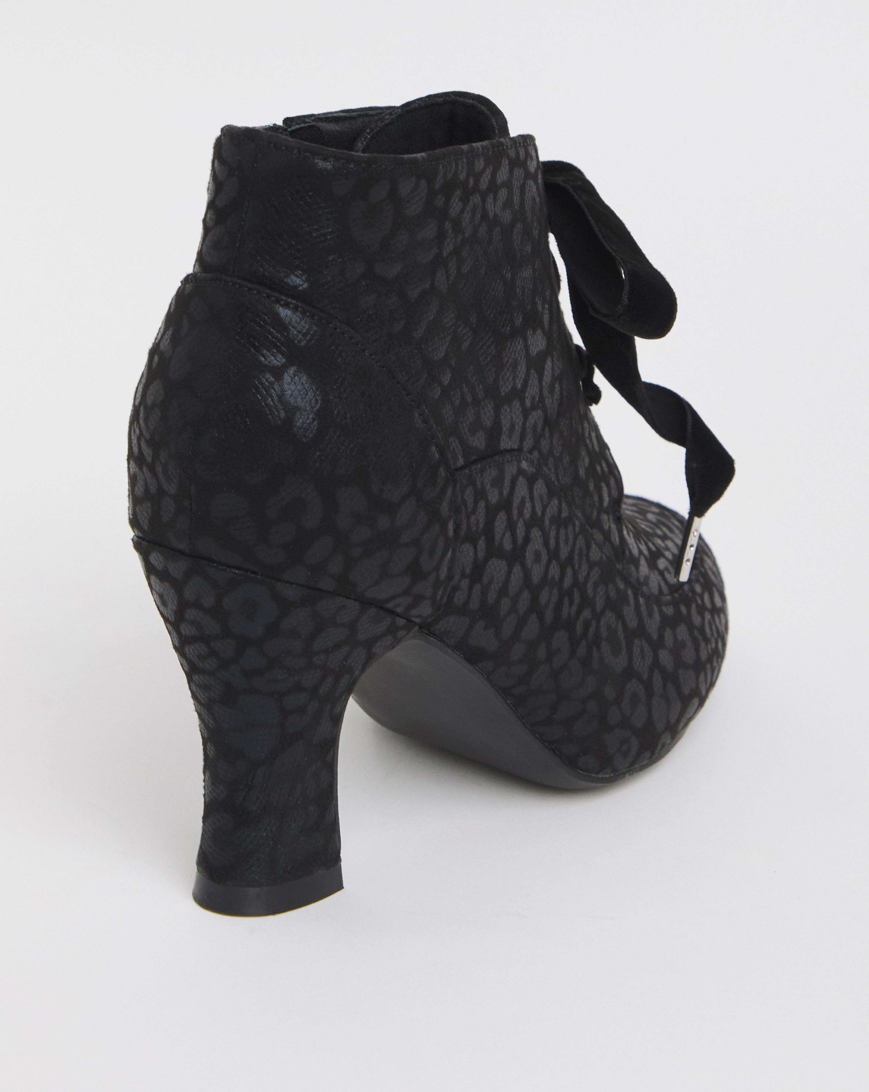 Joe Browns Black Satin Lace Up Bootie- Extra Wide Fit (EEE)