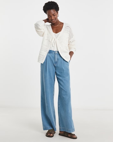 Ivory Tie Front Crochet Cardigan