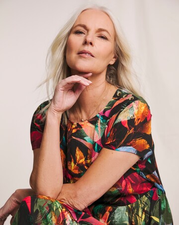 Julipa Textured Crinkle Button Shoulder Tiered Dress