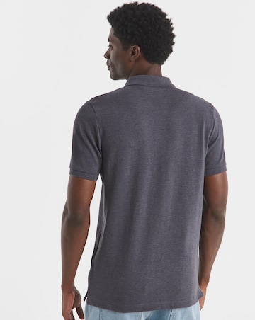Pure Cotton Pique Polo Long Length- Charcoal