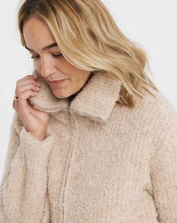 Boucle Zip Through Cardigan