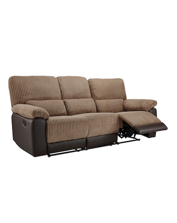 Harlow Fabric/Faux Leather Recliner 3 Seater Sofa