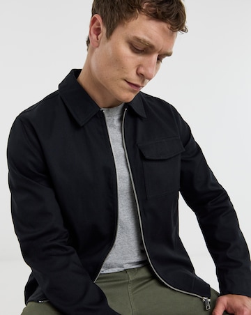Black Zip Up Smart Harrington Jacket