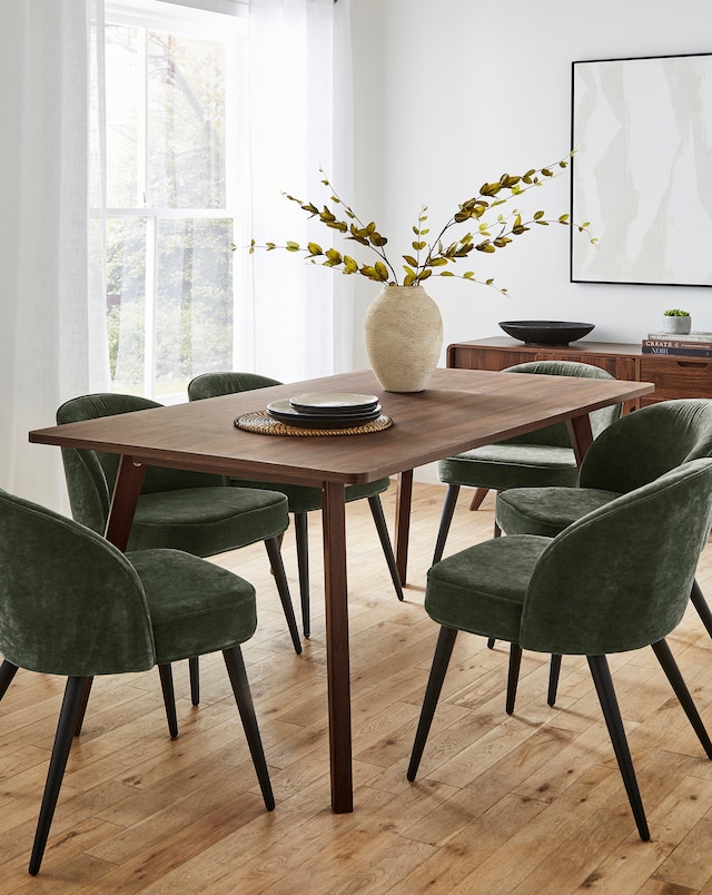 Oslo Dining Table with 6 Emilie Chenille Chairs