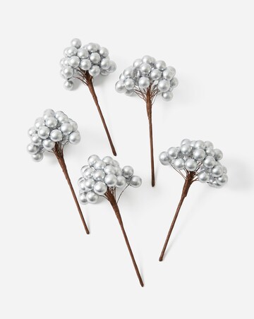 Silver Berry Picks - Set of 5