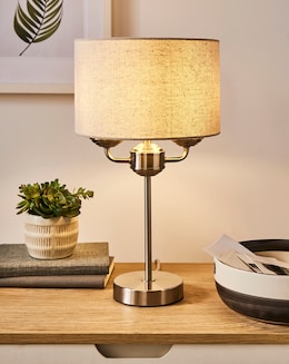 Fulford Brushed Silver &amp; Linen Shade Table Lamp