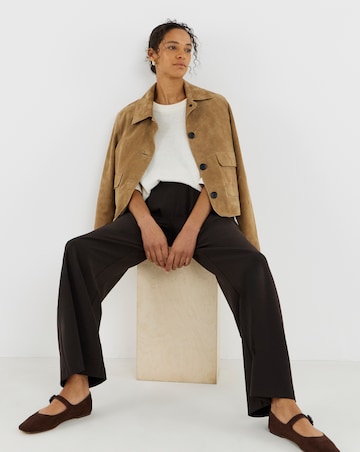 Chocolate Tailored Elastic Waist Wide Trousers