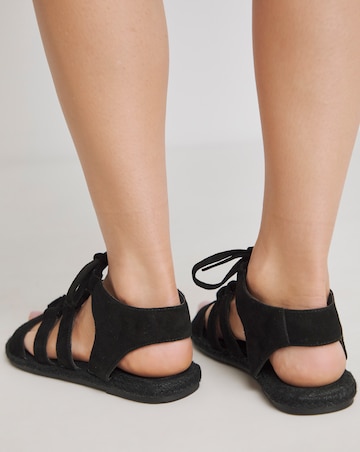 Simply Be Serenity Suede Lace Up Flat Espadrille Sandals - Extra Wide Fit (EEE)