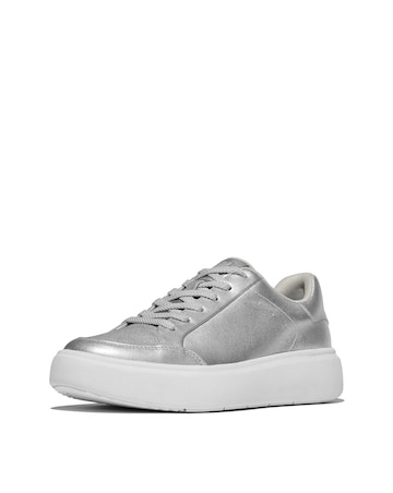 Fitflop Metallic Leather Trainers Silver - Standard Fit (D)