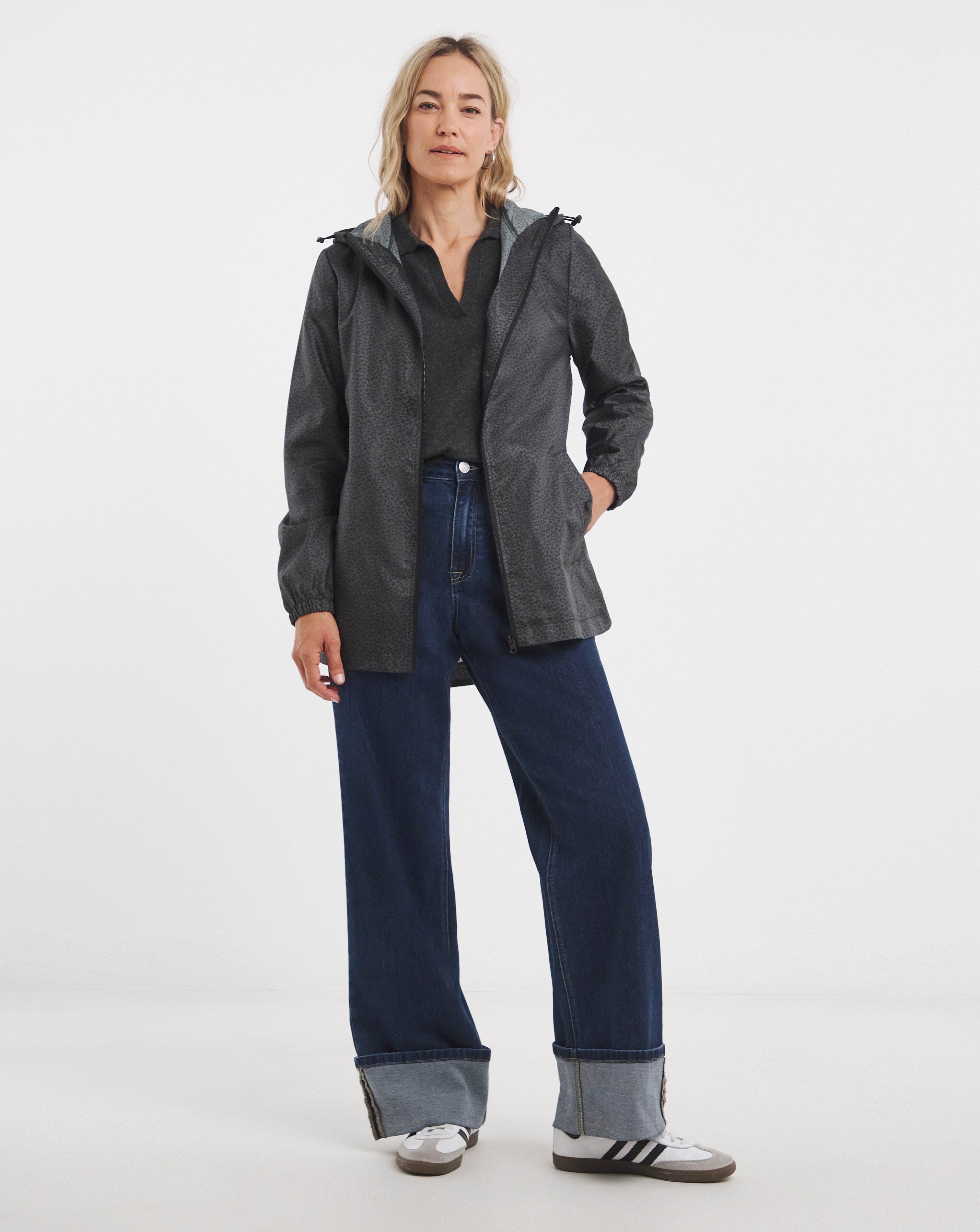 ANSNAM ダークグレー ピーコート Grey Animal Short Pac A Mac Raincoat | JD Williams