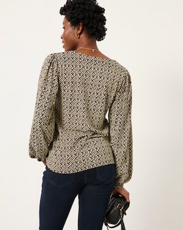 FatFace Margot Ikat Geo Print Top