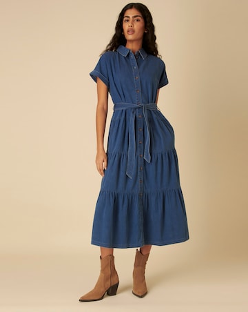 Nobody's Child Denim Ester Tiered Shirt Dress Plain