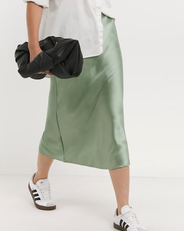 Soft Green Satin Slip Maxi Skirt
