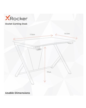 X Rocker Ocelot Gaming Desk with Mousepad - Carbon Black