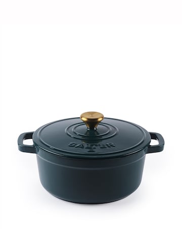 Salter 24cm Cast Iron Casserole Dish Green