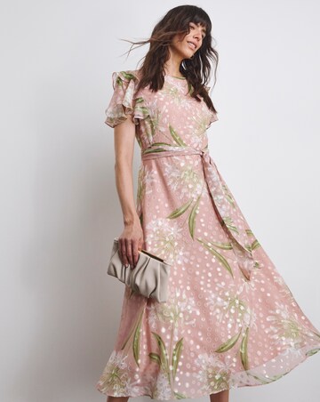 Joanna Hope Jacquard Frill Sleeve Printed Dress