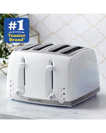 Russell Hobbs 26070 Textured Honeycomb White 4 Slice Toaster
