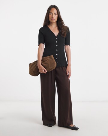 Linen Mix Wide Leg Trousers