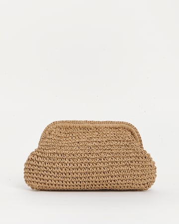 Raffia Star Studded Clutch Bag