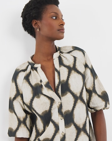 Printed Textured Fabric Kaftan Dress