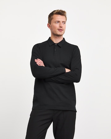 Long Sleeve Jersey Polo- Black