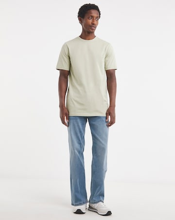 Pure Cotton Crew Neck T-Shirt Long Length-Lime