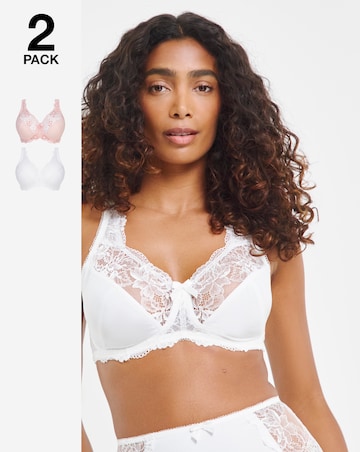 Pretty Secrets (2 Pack) Ella Lace Non Wired Full Cup Bras (B-H) Blush/White