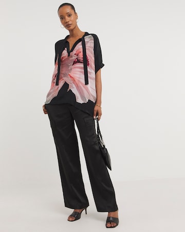 Religion Tie Neck Vegan Silk Flower Top